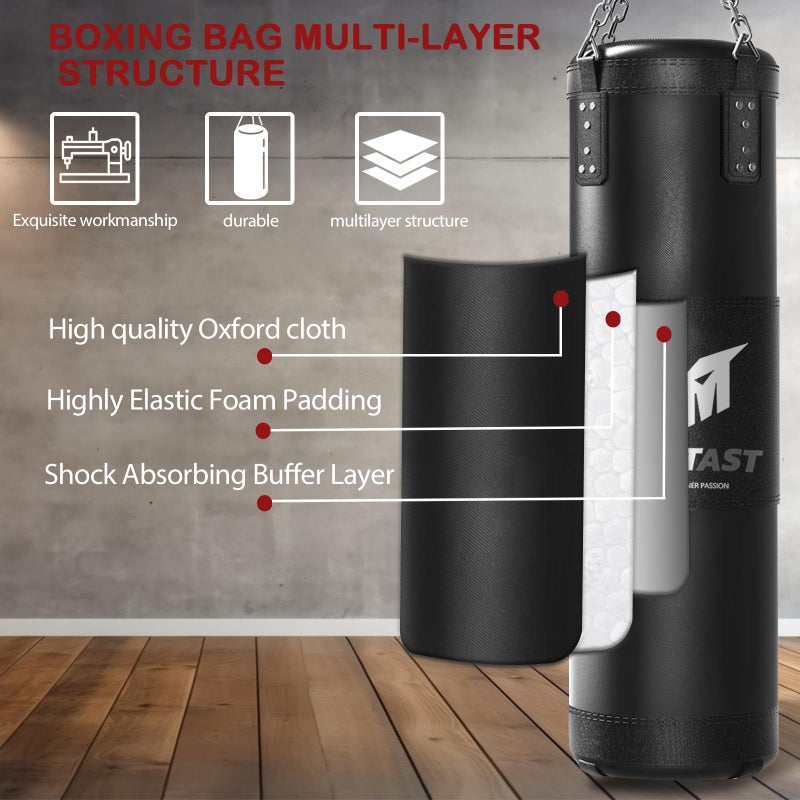 Mesetast Punching Bag for Adults, 4ft Heavy Boxing Bag Set with 12 OZ Gloves for MMA Karate Kickboxing Boxing - Unfilled - Image 4