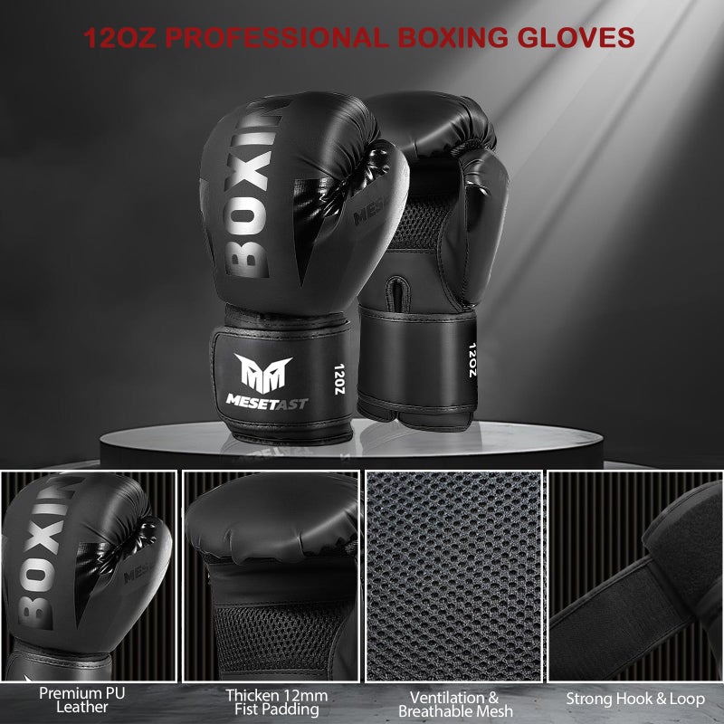 Mesetast Punching Bag for Adults, 4ft Heavy Boxing Bag Set with 12 OZ Gloves for MMA Karate Kickboxing Boxing - Unfilled - Image 3