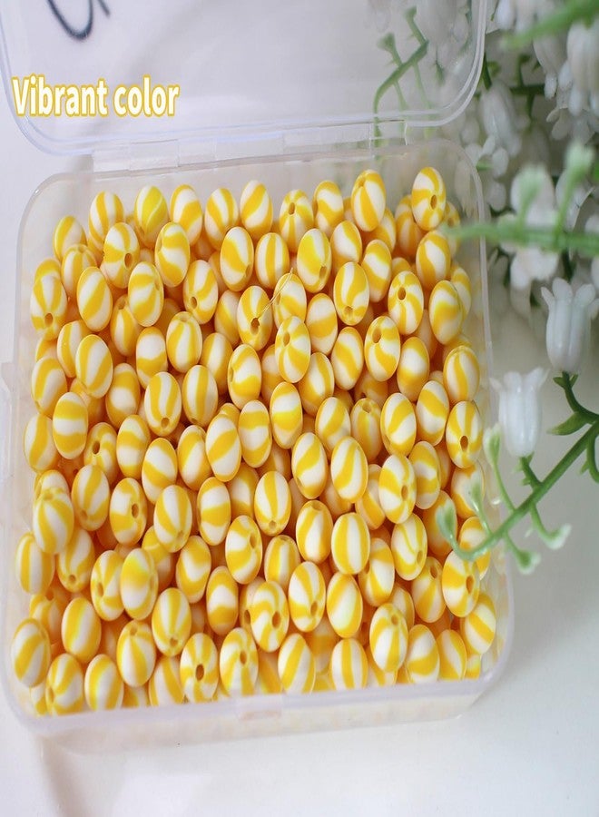 PAMIR TONG 550pcs 6mm Yellow Striped Round Smooth Space Polymer Heishi Preppy Cute Bulk Beads for Earring, Necklaces, Bracelet Jewerly Making & DIY Crafts (Yellow #455) - Image 5
