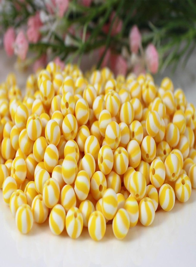 PAMIR TONG 550pcs 6mm Yellow Striped Round Smooth Space Polymer Heishi Preppy Cute Bulk Beads for Earring, Necklaces, Bracelet Jewerly Making & DIY Crafts (Yellow #455) - Image 4