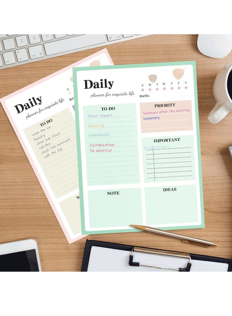 Daily Planner Notepad, 2Pcs To Do List Notepad Undated Note Pad, 8.4 X 6.1 Inech 52 Sheets Checklist Notepad for Work Planner, Academic Planner,  Tear-Off Sheets Planning Pad, School Supplies - Image 5