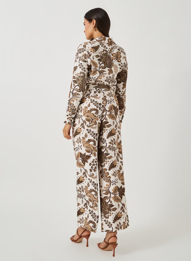 Styli Printed Spread Collar Shirt and Wide Leg Pants Co-Ords  - Image 3