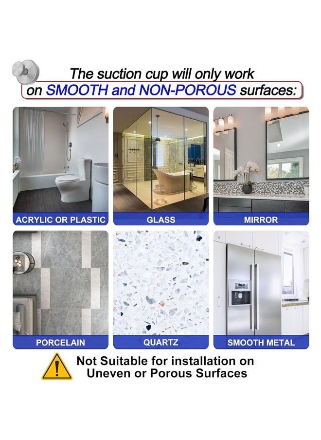 Hihonor - 4 Pack Suction Cup Hooks for Shower, Removable Towel Hooks for Bathroom, Window, Glass, Door, Wall, Bathrobe Loofah Hook for Hanging, Silver - Image 1