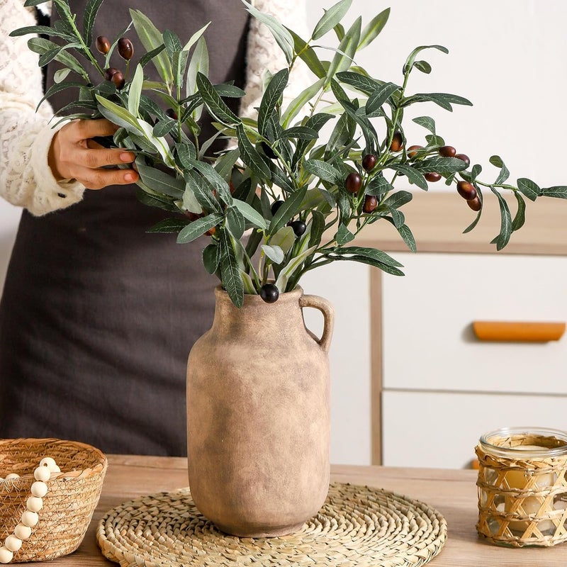 Vanselia Ceramic Flower Vase Home Decor - 9.7 inch Large Table Flowers Vases Living Room Bedroom Plant Decorations Farmhouse Vintage for Kitchen Shelf Office Coffee Dining Desk House Women (Retro, 9.7") - Image 4