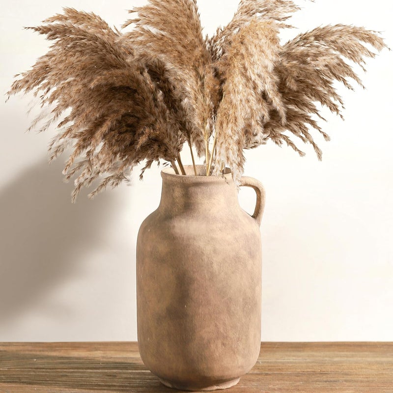 Vanselia Ceramic Flower Vase Home Decor - 9.7 inch Large Table Flowers Vases Living Room Bedroom Plant Decorations Farmhouse Vintage for Kitchen Shelf Office Coffee Dining Desk House Women (Retro, 9.7") - Image 1