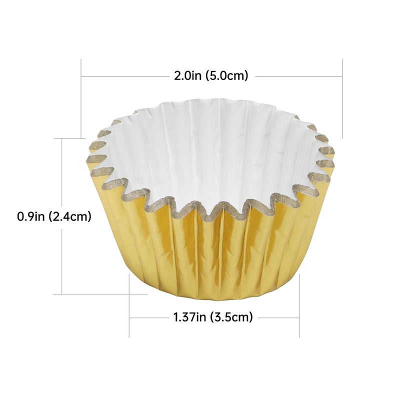 Bake Choice Non-Stick 400pcs Gold Mini Cupcake Liners for baking, Mini Size Foil muffin liners Cupcake Wrappers, Christmas Cupcake Liners for Christmas Decorations - Image 2