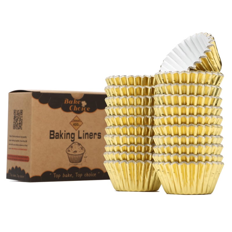 Bake Choice Non-Stick 400pcs Gold Mini Cupcake Liners for baking, Mini Size Foil muffin liners Cupcake Wrappers, Christmas Cupcake Liners for Christmas Decorations - Image 5