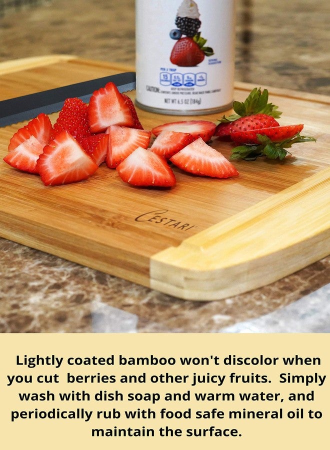 Cestari Wooden Cutting Boards for Kitchen: Organic Bamboo Wood Cutting Board with Juice Grooves - Best Wood Cutting Board for Meat & Vegetables - Large Decorative Serving Tray & Wood Cheese Board - Image 3