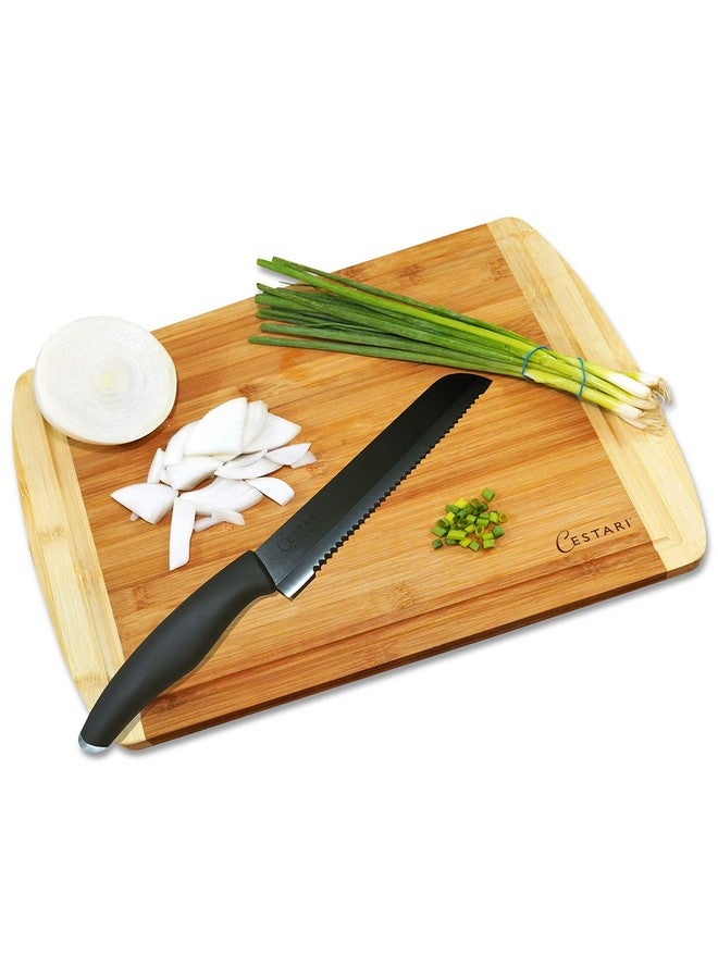Cestari Wooden Cutting Boards for Kitchen: Organic Bamboo Wood Cutting Board with Juice Grooves - Best Wood Cutting Board for Meat & Vegetables - Large Decorative Serving Tray & Wood Cheese Board - Image 1