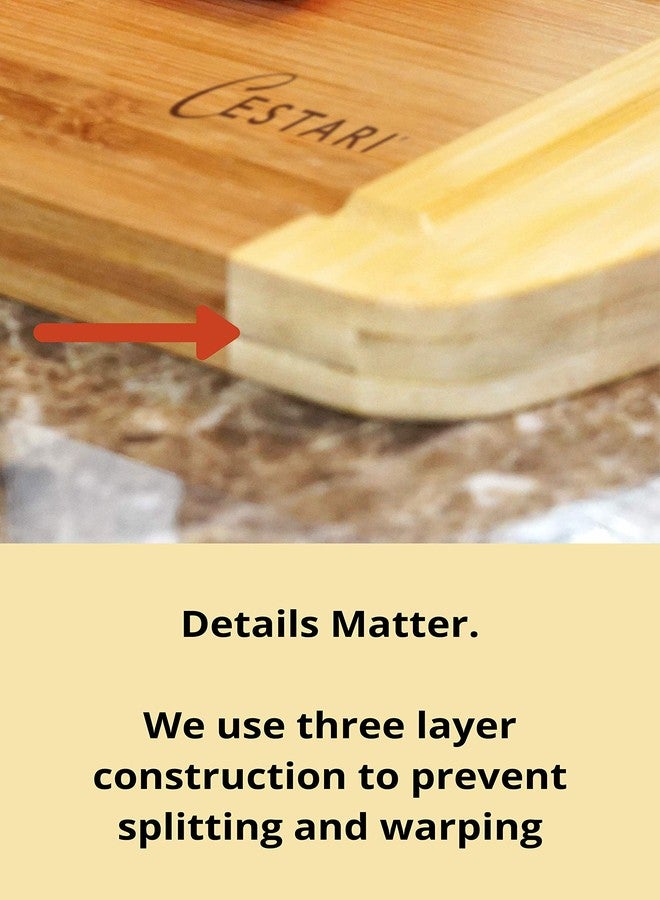 Cestari Wooden Cutting Boards for Kitchen: Organic Bamboo Wood Cutting Board with Juice Grooves - Best Wood Cutting Board for Meat & Vegetables - Large Decorative Serving Tray & Wood Cheese Board - Image 4