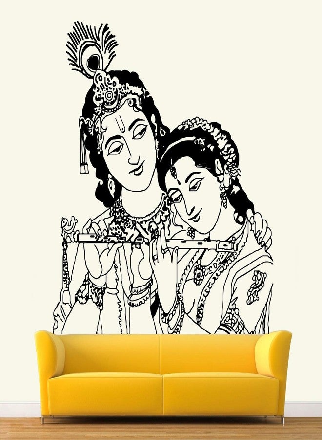 StickMe Radhe Krishna Wall Sticker – 80x80cm Multi-Color Vinyl | Vibrant Hindu God Decor Featuring Radha & Krishna with Flute | Romantic, Creative & Colorful Spiritual Art for Home - Image 5
