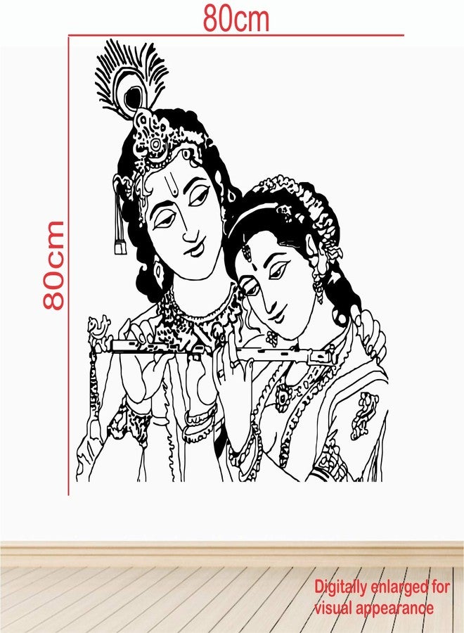 StickMe Radhe Krishna Wall Sticker – 80x80cm Multi-Color Vinyl | Vibrant Hindu God Decor Featuring Radha & Krishna with Flute | Romantic, Creative & Colorful Spiritual Art for Home - Image 3