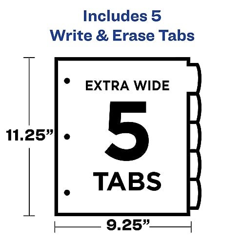 Avery Write & Erase Pocket Plastic Dividers for 3 Ring Binders, 5 Tab Set, Works with Sheet Protectors, Multicolor, 1 Set (16176) - Image 4