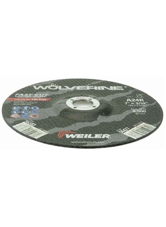 WEILER 56383 7" x 3/32" Wolverine Type 27 Cutting Wheel, A24R, 7/8" A.H. (Pack of 25) - Image 2