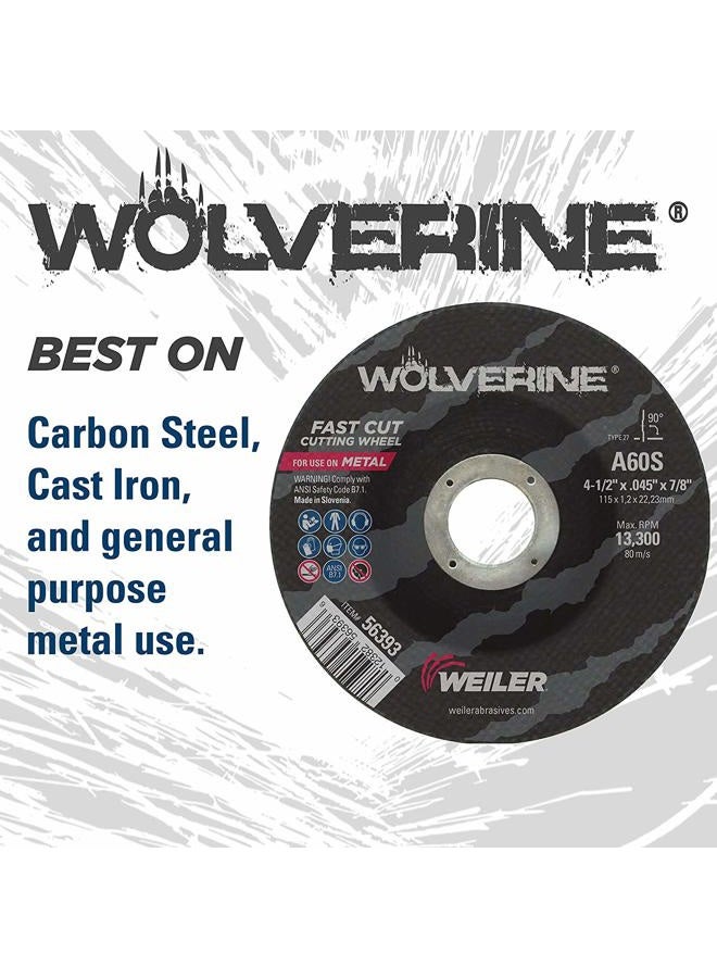 WEILER 56383 7" x 3/32" Wolverine Type 27 Cutting Wheel, A24R, 7/8" A.H. (Pack of 25) - Image 4