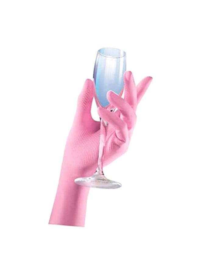 Vileda Waterproof and Disposable Extra-Fine Sensitive Latex Gloves Pink Medium VG02 - Image 2