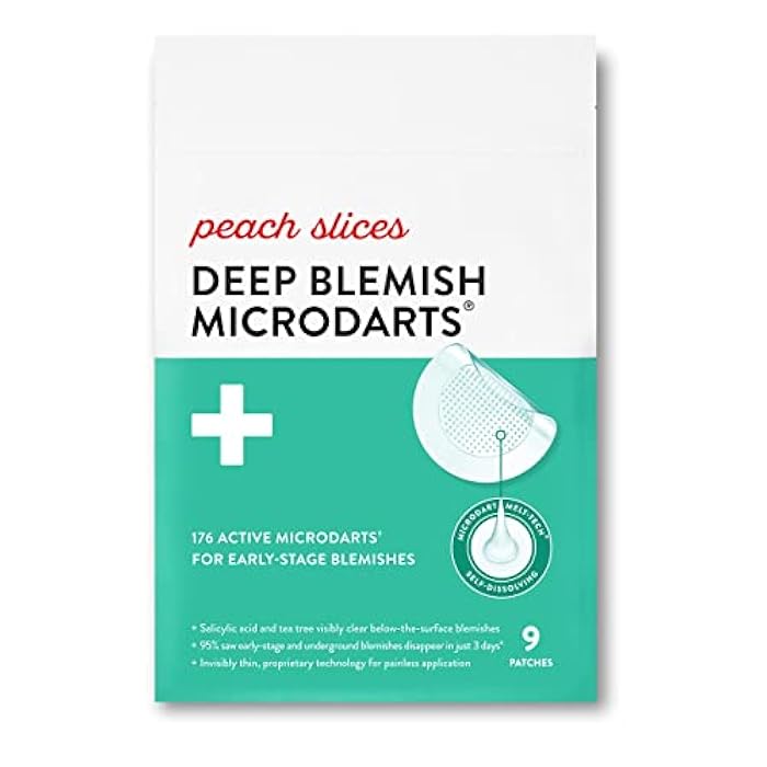 Peach Slices - Deep Blemish Microdarts (9 ct) - Early Stage Pimple Patches for Face - Salicylic Acid, Niacinamide, Hyaluronic Acid, Tea Tree Oil & Cica - Vegan, Cruelty Free, Korean Skin Care & Beauty - Image 1