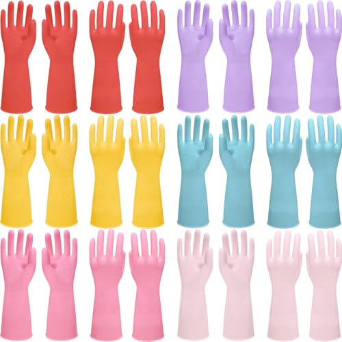 ATZNZIK 12 Pairs Rubber Cleaning Gloves for Dishwashing Reusable Kitchen Gloves for Washing Dishes and Household NonSlip Cleaning Dish Gloves for Women MenSmall - Image 1