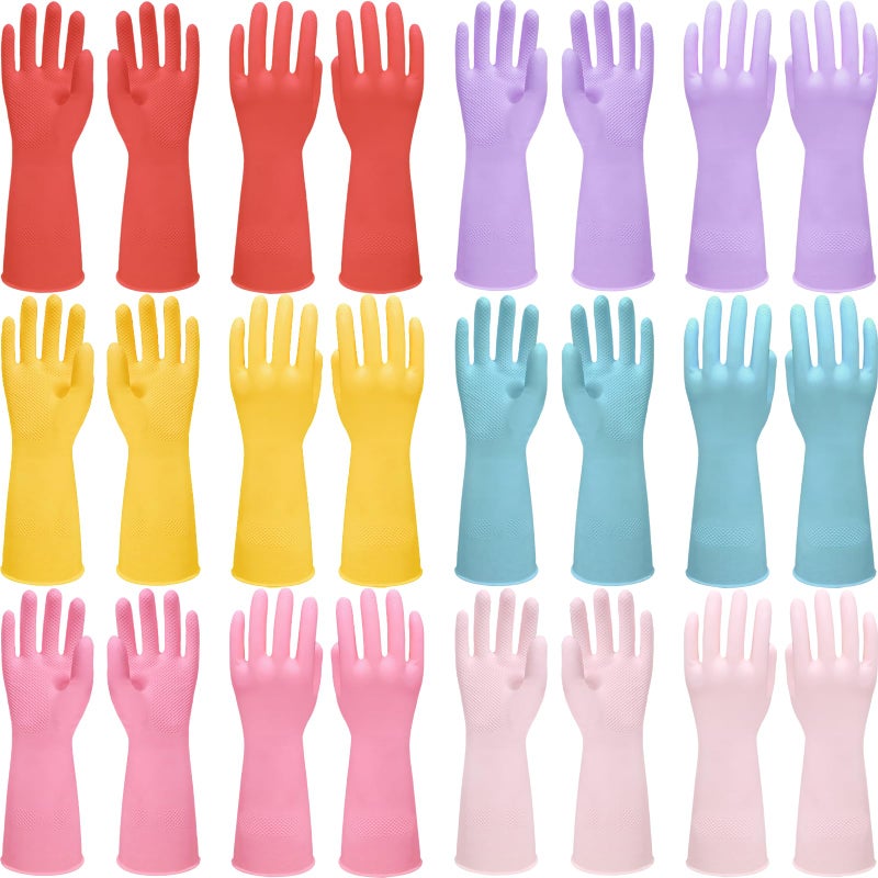 ATZNZIK 12 Pairs Rubber Cleaning Gloves for Dishwashing Reusable Kitchen Gloves for Washing Dishes and Household NonSlip Cleaning Dish Gloves for Women MenSmall - Image 2