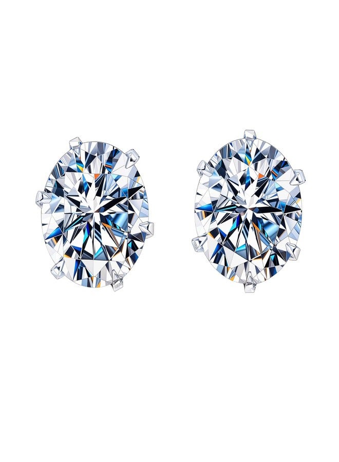 HIGHSPARK 925 Silver Solitaire Stud Earrings | 92.5 Sterling Silver & Round Brilliant Cubic Zirconia Tops for Men Women | Silver 5mm - Image 1