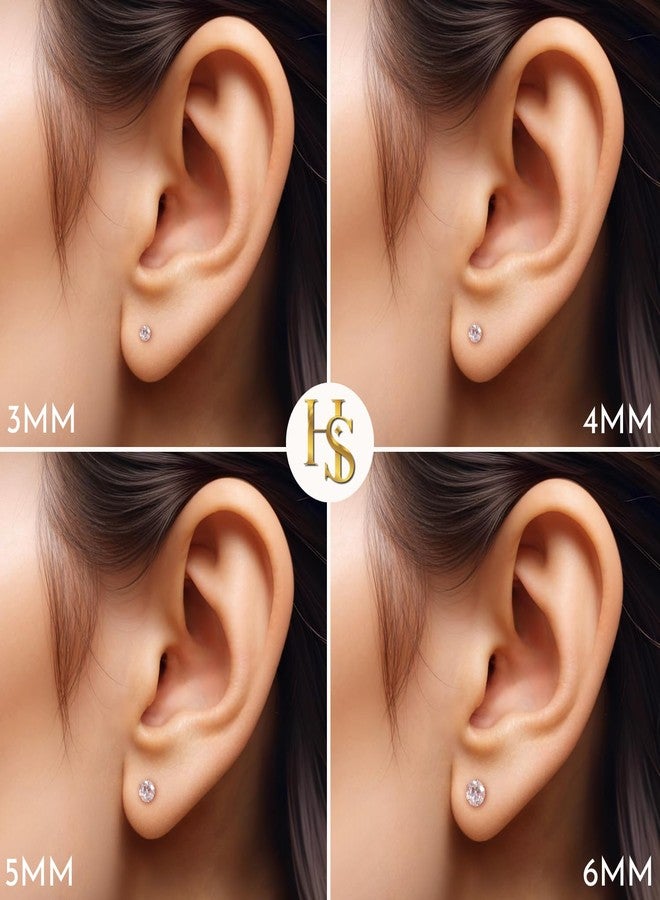 HIGHSPARK 925 Silver Solitaire Stud Earrings | 92.5 Sterling Silver & Round Brilliant Cubic Zirconia Tops for Men Women | Silver 5mm - Image 5