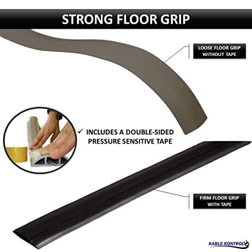 Kable Kontrol Floor Cord Cover kit - 6 Feet Long Black Plastic Cable Protector, Hides Cords and Conceals Wires, for Extension Cord Cable Management, Channel Size 0.75” W x 0.43” H - Image 5