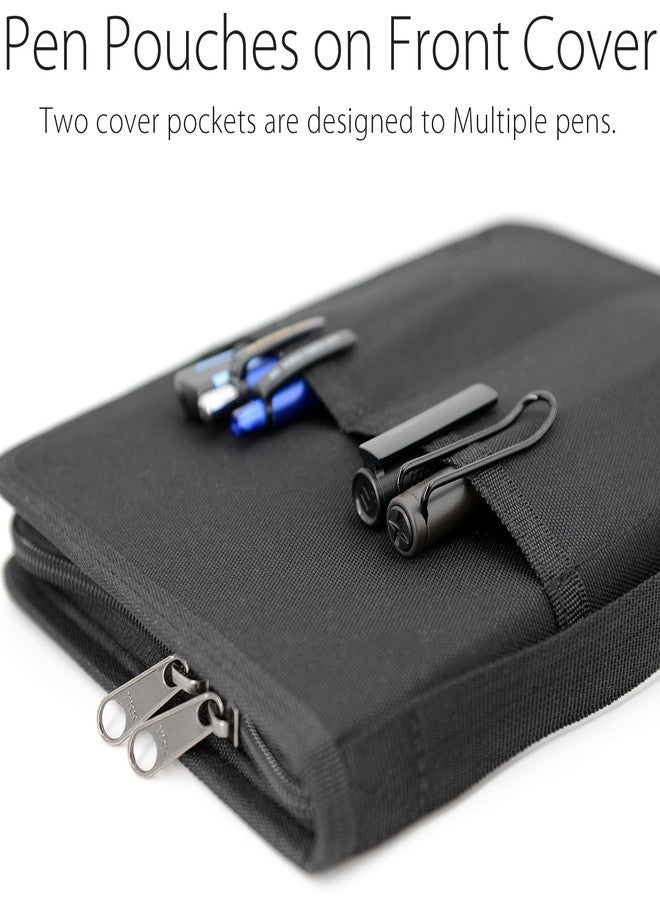 diodrio A5 Zipper Journal Notebook Cover with YKK Zipper for 5.5 x 8.25 Moleskine Cahier A5 LEUCHTTURM Planners Sketchbook, Pen Loop, Water Resistant, Refillable, Cover Pockets, Black - Image 2