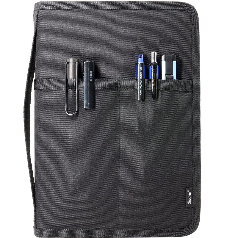 diodrio A5 Zipper Journal Notebook Cover with YKK Zipper for 5.5 x 8.25 Moleskine Cahier A5 LEUCHTTURM Planners Sketchbook, Pen Loop, Water Resistant, Refillable, Cover Pockets, Black - Image 1