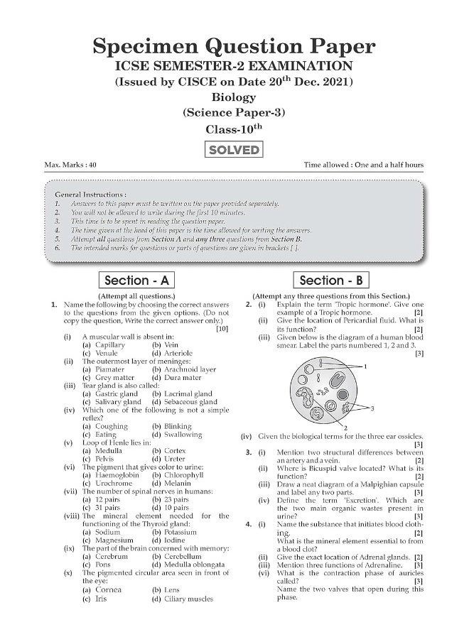 null - Oswaal ICSE Question Bank Class 10 Biology Previous 10 Years Solved Papers Chaptewise & Topicwise Book (For Board 2023 Exam) - Image 1