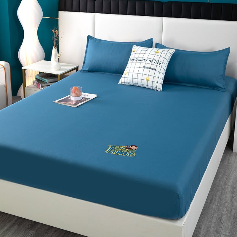 Bed Sheet Single-Piece Fitted Sheet All-Inclusive Bedspread Mattress Protective Cover Washed Cotton Summer Maternal And Child Washed Cotton Fitted Sheet Three-Piece Set - Image 5