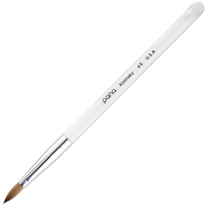 Pana PANA Pure Kolinsky Hair Acrylic Nail Brush  Oval Crimped Clear Acrylic Handle Size 6