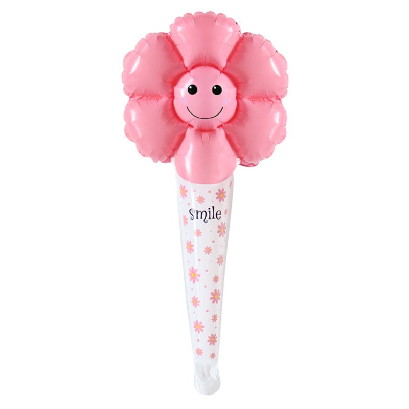 New Hand-Held Percussion Stick Medium Stick Cartoon Aluminum Film Balloon Stall Micro-Business Push-Sweep Code Activity Balloon - Image 1