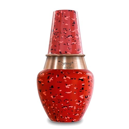 LA'VITE LA' Vite Pure Copper Coated Hammered Design Pitcher and Bedside Carafe, Lid can be Used as Glass for Drinking (1.4 LTR) Venus Jar Red… - Image 1