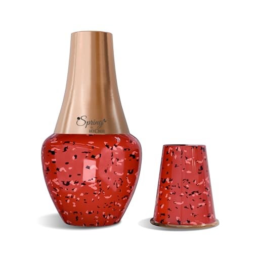 LA'VITE LA' Vite Pure Copper Coated Hammered Design Pitcher and Bedside Carafe, Lid can be Used as Glass for Drinking (1.4 LTR) Venus Jar Red… - Image 2
