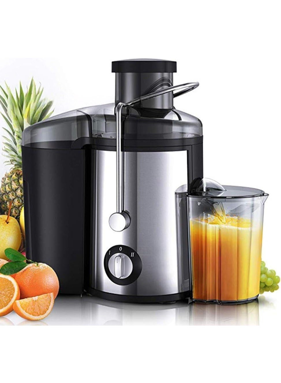 Hands Free Electric Citrus Juicer – One-Button Automatic Juicer Machine for Orange, Lemon, Lime & Grapefruit, Stainless Steel Citrus Squeezer, Easy to Clean (Black/Silver)