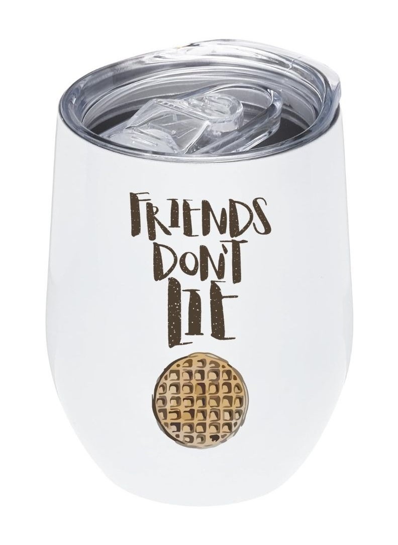 LOUD UNIVERSE White Insulated Tumbler 12Oz With Lid, Friends Don’t Lie Stranger Things, Perfect Cute Gift For Hot And Cold Drinks 