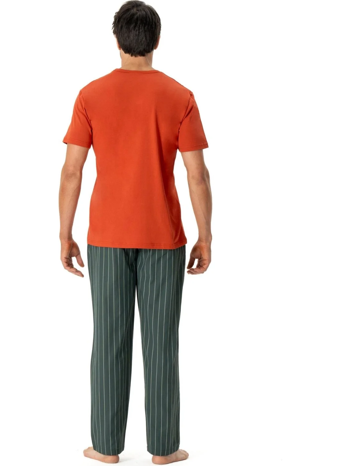 يو اس بولو اسن Men's Pajama Set, Striped Bottom, Solid Color Top