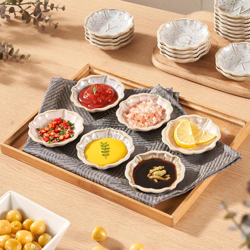 Meideal Ceramic Soy Sauce Dish 2 Oz Beige Dipping Bowls Set Small Serving Bowls Set of 2 Mini Dip Plates for Side Dishes Ketchup Appetizer Soy Vinegar Sushi BBQ Party Condiments J - Image 3