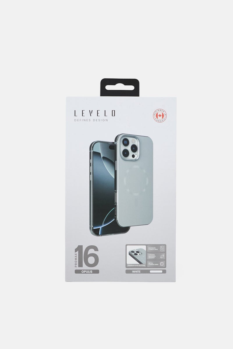 LEVELO iPhone 16 Pro Max Opulis Magsafe Compatible Protective Case, White - Image 2