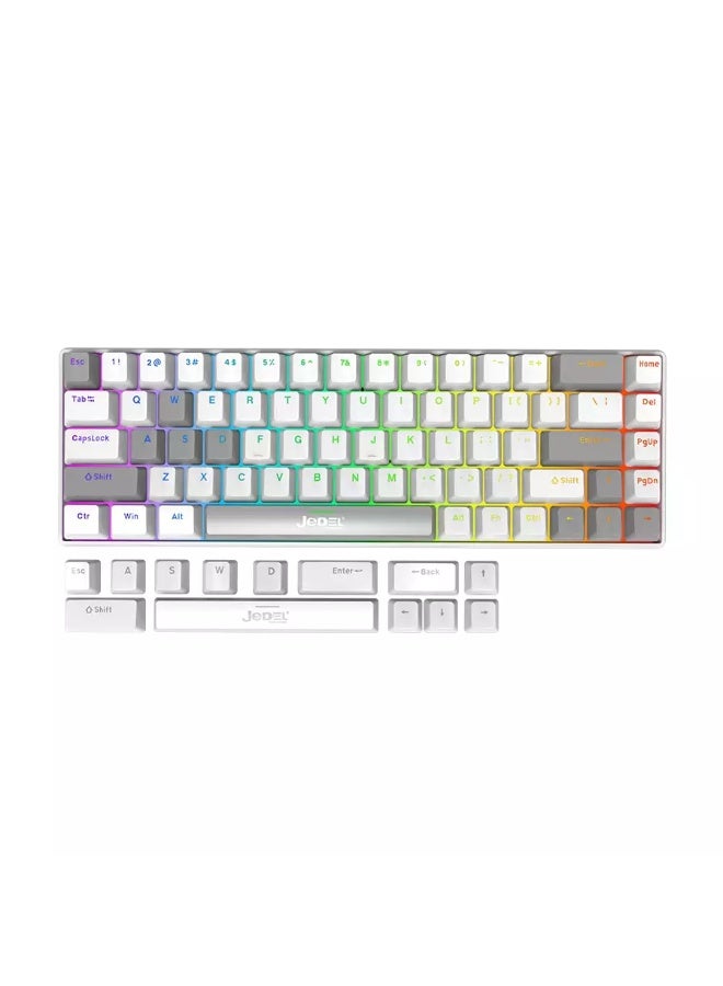 جي ديل لوحة مفاتيح ميكانيكية للألعاب KL141 68% - مفاتيح حمراء - إضاءة LED قوس قزح (إنجليزية وعربية) - Image 2