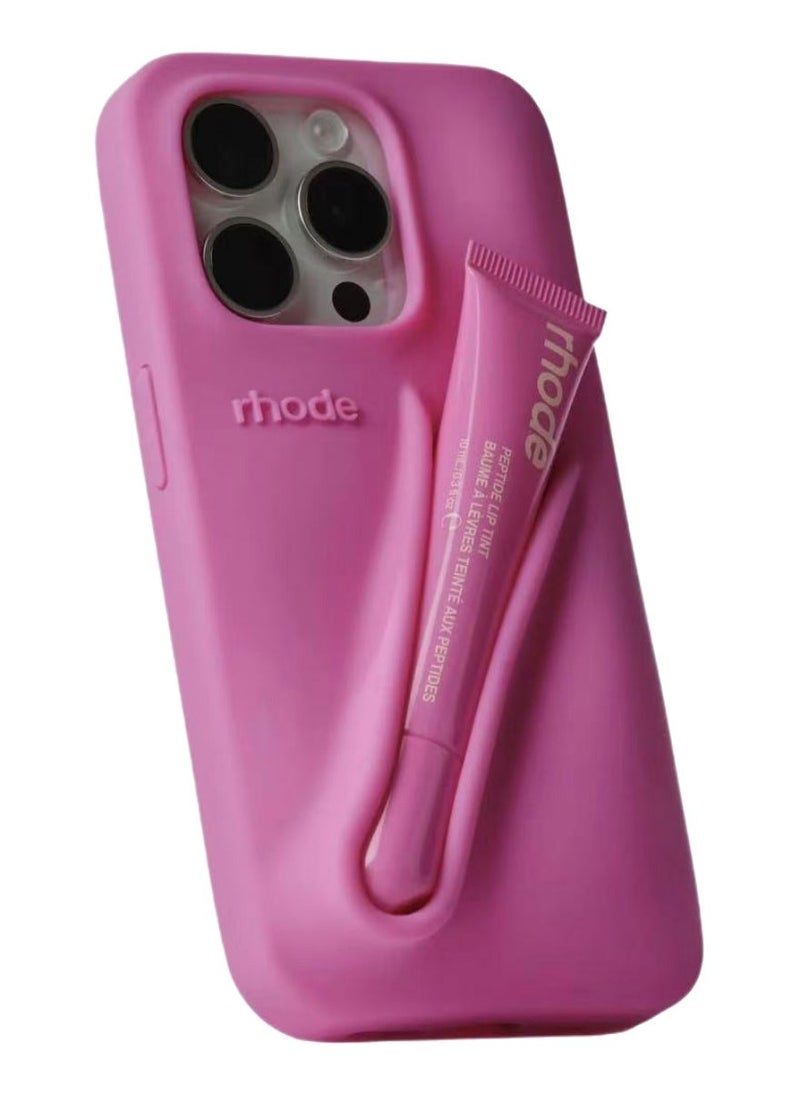 rhode Silicone Lip Holder for Cell Phone, Lip Gloss Adhesive Sleeve for Phone, Lip Holder Stick-on Phone Case, Back Stick On Holder for iPhone Phonesï¼SHORTCAKEï¼ - Image 1