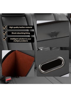 CARONIC 1 Pcs Vehicle Multifunctional Storage Box, Car Back Seat Organizer and Storage with 2 Drink Cup Holder, Premium PU Leather Universal Hanging Car Seat Back Organizer Black Color  - Image 4