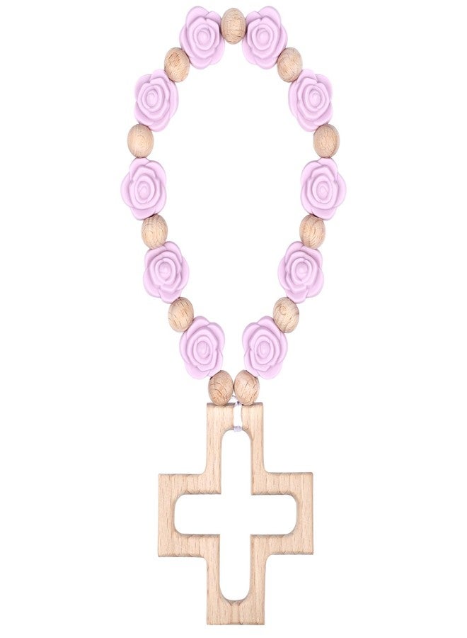 Sumalon Cross Baptism Silicone Rosary, First Communion Rosary Collection Shower Christian Communion Gifts - Image 1