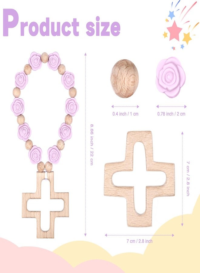 Sumalon Cross Baptism Silicone Rosary, First Communion Rosary Collection Shower Christian Communion Gifts - Image 3