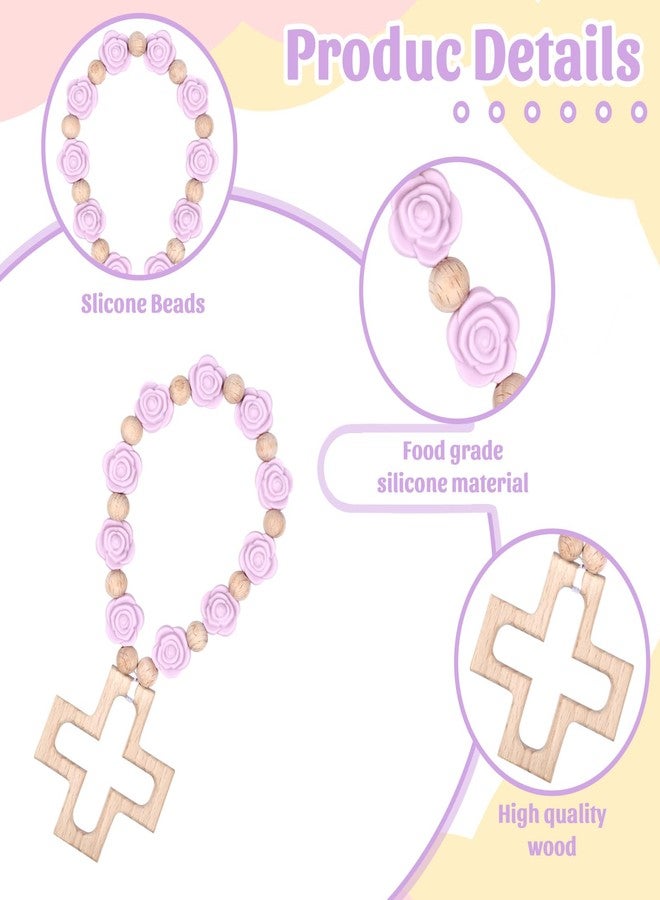 Sumalon Cross Baptism Silicone Rosary, First Communion Rosary Collection Shower Christian Communion Gifts - Image 4