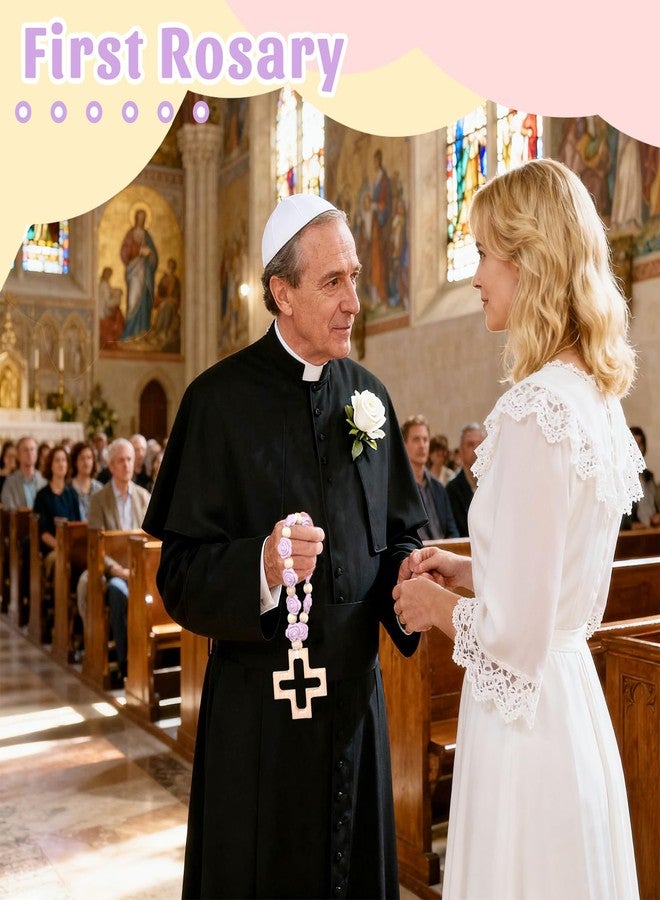 Sumalon Cross Baptism Silicone Rosary, First Communion Rosary Collection Shower Christian Communion Gifts - Image 2