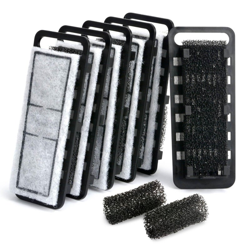 NICREW Slim Aquarium Filter Cartridges (6 pcs) with Intake Sponges (2 pcs) - Image 1