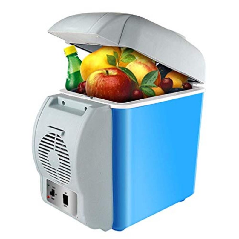 7.5L Fridge Car Cooler Box Heater car use Mini Portable Dual-core Refrigeration DC 12V Blue - Image 1