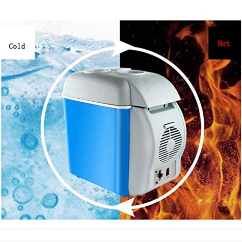 7.5L Fridge Car Cooler Box Heater car use Mini Portable Dual-core Refrigeration DC 12V Blue - Image 2