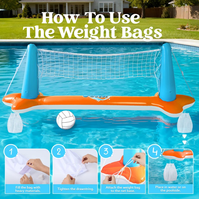 JOYIN XL Inflatable Pool Float Set, 125'' Volleyball Net & Basketball Hoops, Extra Large Floating Swimming Game Toy for Kids and Adults, Summer Floaties, Volleyball Court|Basketball, XL-Orange - Image 4